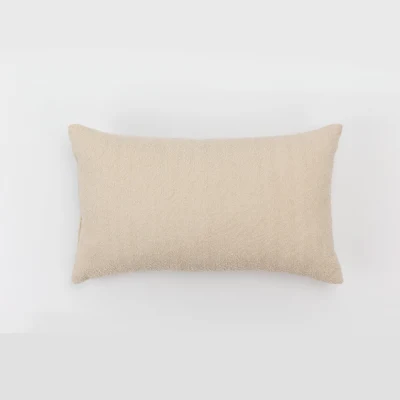 Sofá al aire libre personalizado Oficina Beige Rectángulo sólido Fleece Boucle Patrón de textura de tela Dos lados dobles Cojín decorativo de lujo de 14X24 pulgadas