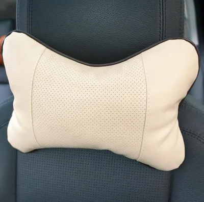 Almohada de viaje de cuero para el cuello del automóvil, cojín del reposacabezas del asiento del automóvil Cojín del cuello del automóvil Alivio del dolor de cuello Wyz12862