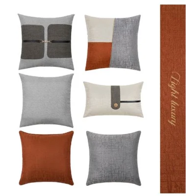 Funda de almohada a juego de Color de moda Simple moderna, almohada de tela suave de estilo de lujo ligero, cojín de sofá para habitación modelo de oficina de ventas